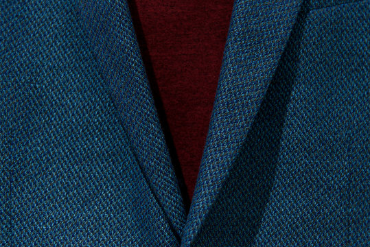 Closeup fashion image.body detail of a business man. blue wool suit closeup