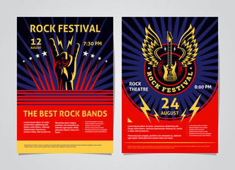 Rock, metal, punk music festival poster, flyer - template vector design