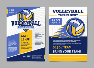 Volleyball tournament posters, flyer with volleyball ball - template vector design