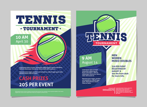 Tennis tournament posters, flyer with tennis ball - template vector design