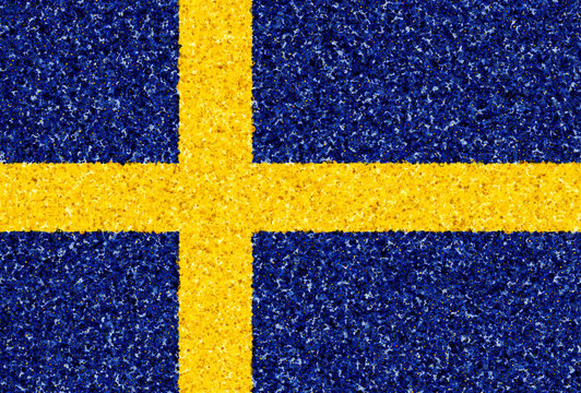 Illustraion of Swedish Flag with a blossom pattern