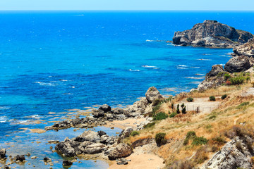 Fototapeta na wymiar Sea beach near Rocca di San Nicola, Agrigento, Sicily, Italy