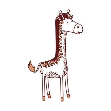 giraffe cartoon in color sections silhouette vector illustration