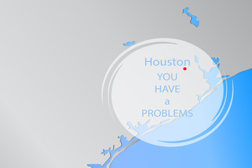 Vector illustration of Houston on the map, text 