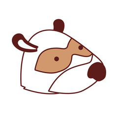 raccoon cartoon head in color sections silhouette vector illustration
