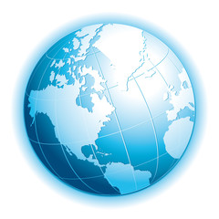 Beautiful 3d globe vector icon with atmosphere halo.