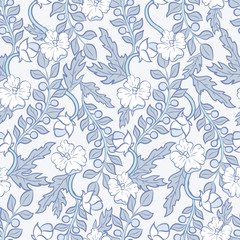 Monochrome Floral seamless pattern. Hand drawn illustration of flowers. vector  background for textile, print, wallpapers, wrapping.