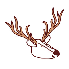 deer cartoon head in color sections silhouette vector illustration