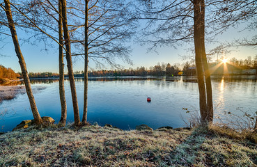 Winter sunrise over the lake