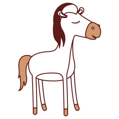 mare cartoon with closed eyes expression in color sections silhouette vector illustration