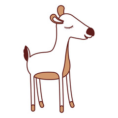 female deer cartoon with closed eyes expression in color sections silhouette vector illustration