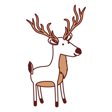 deer cartoon in color sections silhouette with thick contour vector illustration