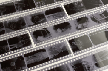 black and white negatives 35 mm film on white background