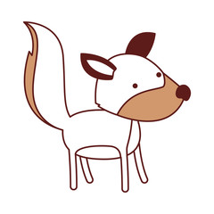 wolf cartoon in color sections silhouette with thick contour vector illustration