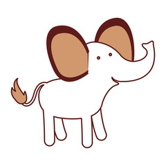 elephant cartoon in color sections silhouette with thick contour vector illustration