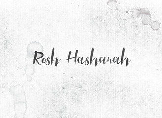 Rosh Hashanah Concept Painted Ink Word and Theme
