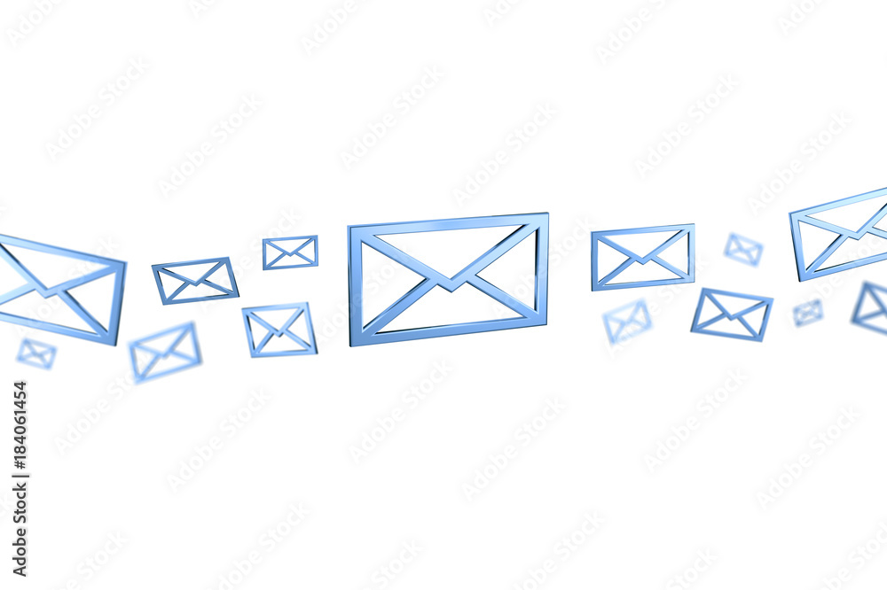Poster blue email symbol displayed on a color background - 3d rendering