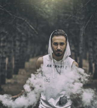 A young smokes up the jungle 