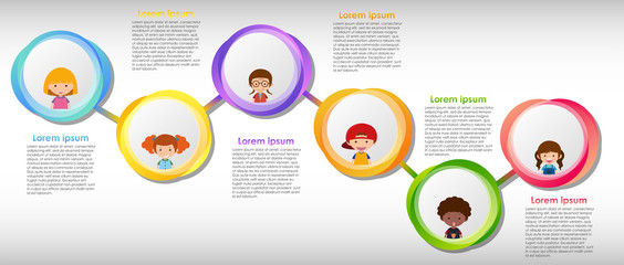 Infographic design with many children