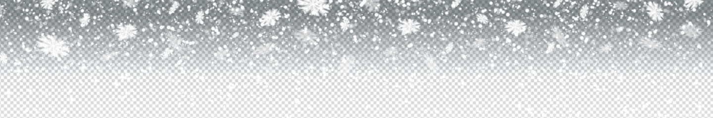 Vector realistic isolated snow for decoration and covering on the transparent background. Concept of Merry Christmas and Happy New Year.