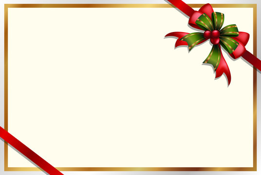 Card template with red and green ribbon