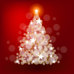 Fototapeta na wymiar Christmas tree with bright stars