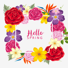 Border template wtih different types of flowers