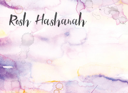 Rosh Hashanah Concept Watercolor and Ink Painting