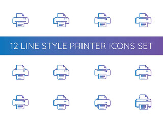 printer symbol icon. pixel perfect outline line style template.