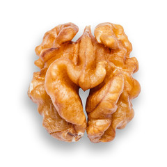 Walnut peeled isolated on white background. Clipping path