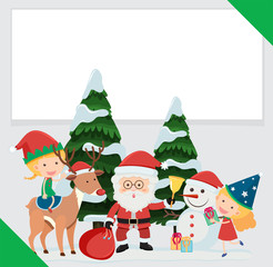 Border template with Santa and children