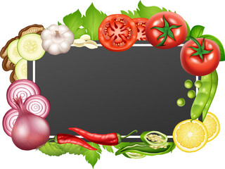 Border template with many vegetables