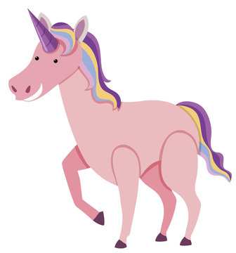 Pink unicorn with rainbow mane