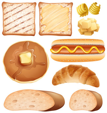 Breakfast set with toasted and hotdog