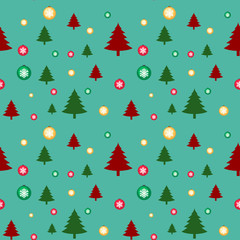 Seamless background template with christmas trees and snowflakes