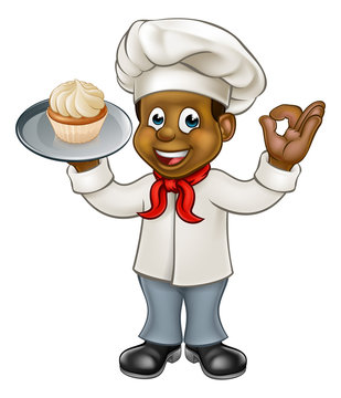 Black Chef or Baker Cartoon