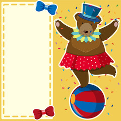 Border template with bear on big ball