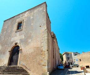 Fototapeta na wymiar Chiesa di San Cataldo Erice street, Sicily, Italy