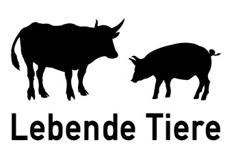 ws23 WarnSign - german: Beschilderung: Lebende Tiere / Viehtransport / Viehhandlung - Schlacht- und Nutzvieh - Rinder - Schweine - DIN A1 A2 A3 A4 Poster mit Anschraubhilfe - weiß xxl g5705