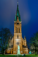 Fototapeta na wymiar Church of Saint Catherine of Alexandria - made of red brick, in a neo-Gothic style