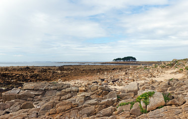 Fototapeta na wymiar côte de granit de Locmariaquer dans le Morbihan