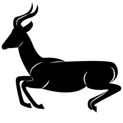 Vector image of silhouette of a gazelle animal jumping