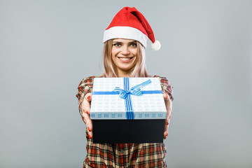 Young woman in red hat