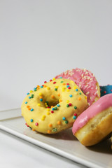 donuts with multi-colored glaze
