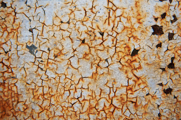 Old rusty metal texture of cracked paint. Macro photo for background