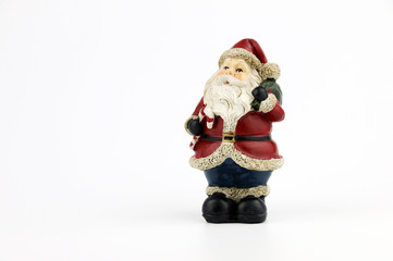 Ceramic Doll Santa Christmas on White background