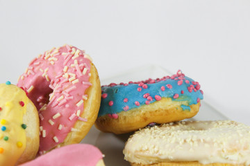 donuts with multi-colored glaze