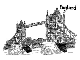 Obraz premium sketch english bridge on the river vector work
