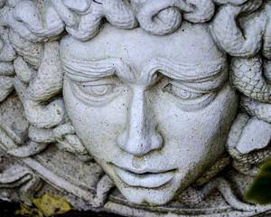 Closeup of Medusa in stone
