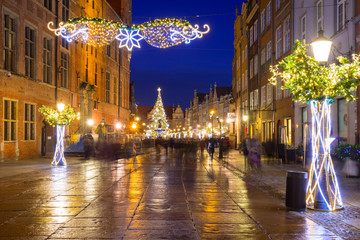 Christmas decorations at Long Lane in Gdansk, Poland